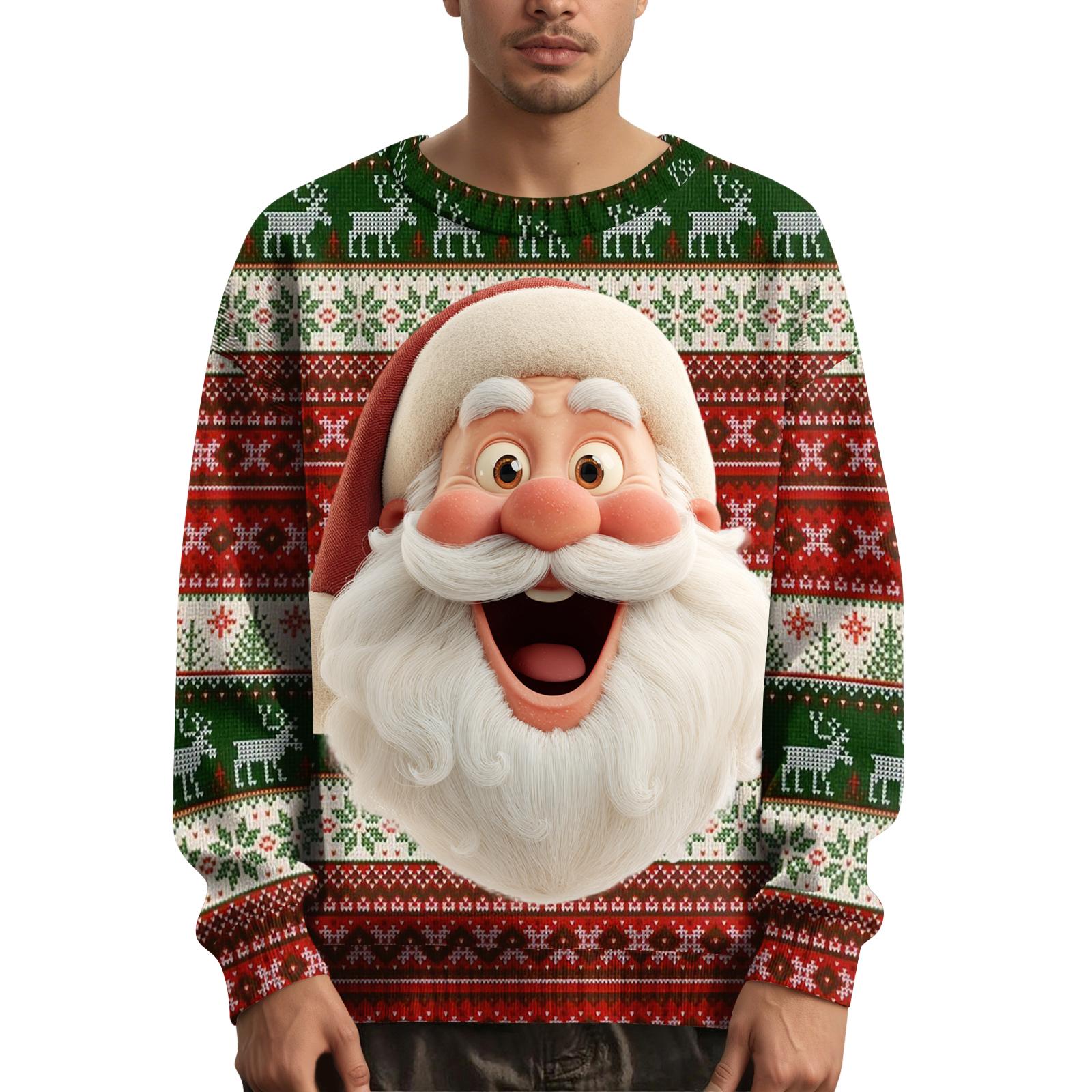 

Мужской рождественский свитер с принтованным воротником XXL