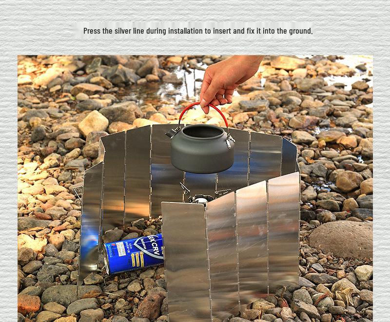 14-Piece Portable Aluminum Alloy Camping Stove Windshield with Box: Folding, Windproof Heat Concentrator Plate