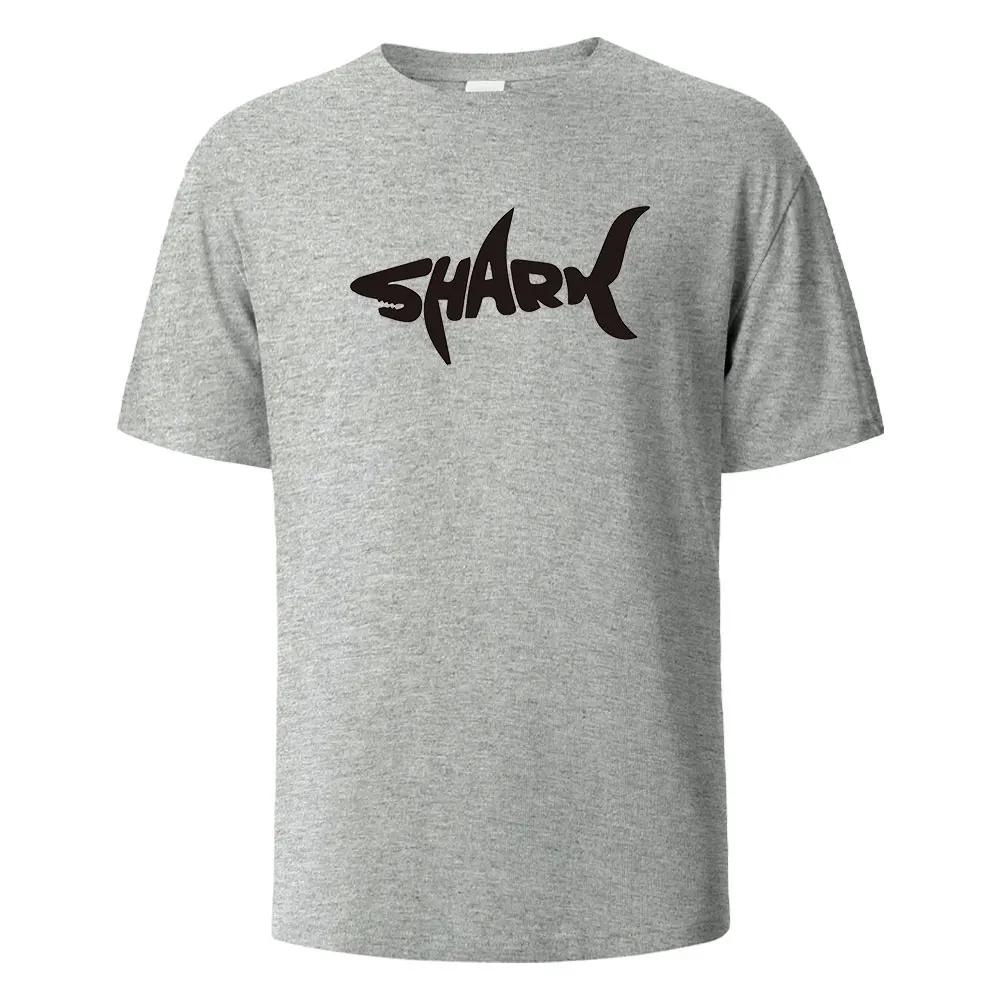Fashion Shark Print T-shirt 100% Cotton Summer Casual T-shirt Men's Casual Top