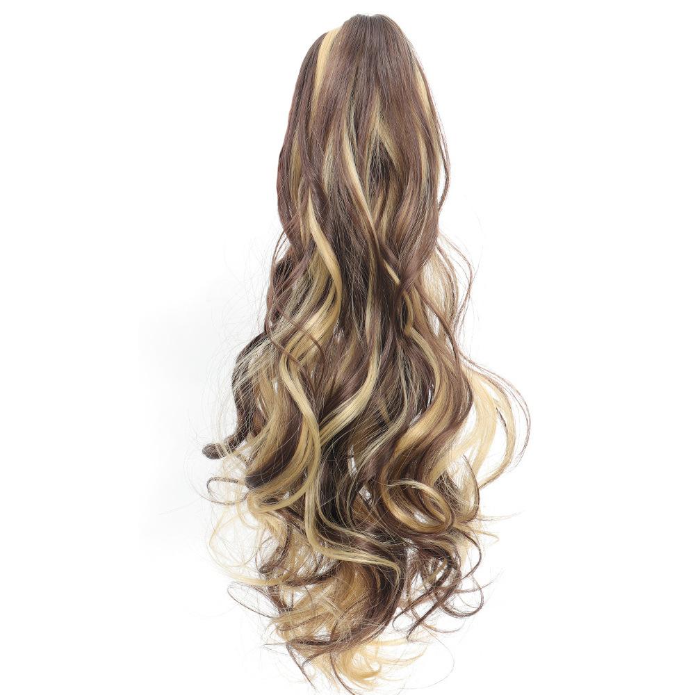 Damski duży klips do drapania fala długi kucyk kręcone włosy 18 calowa peruka