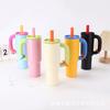 Stainless Steel Vacuum Insulated Travel Mug With Handle Straw 40oz Double Wall Cup Outdoor Office Car Use