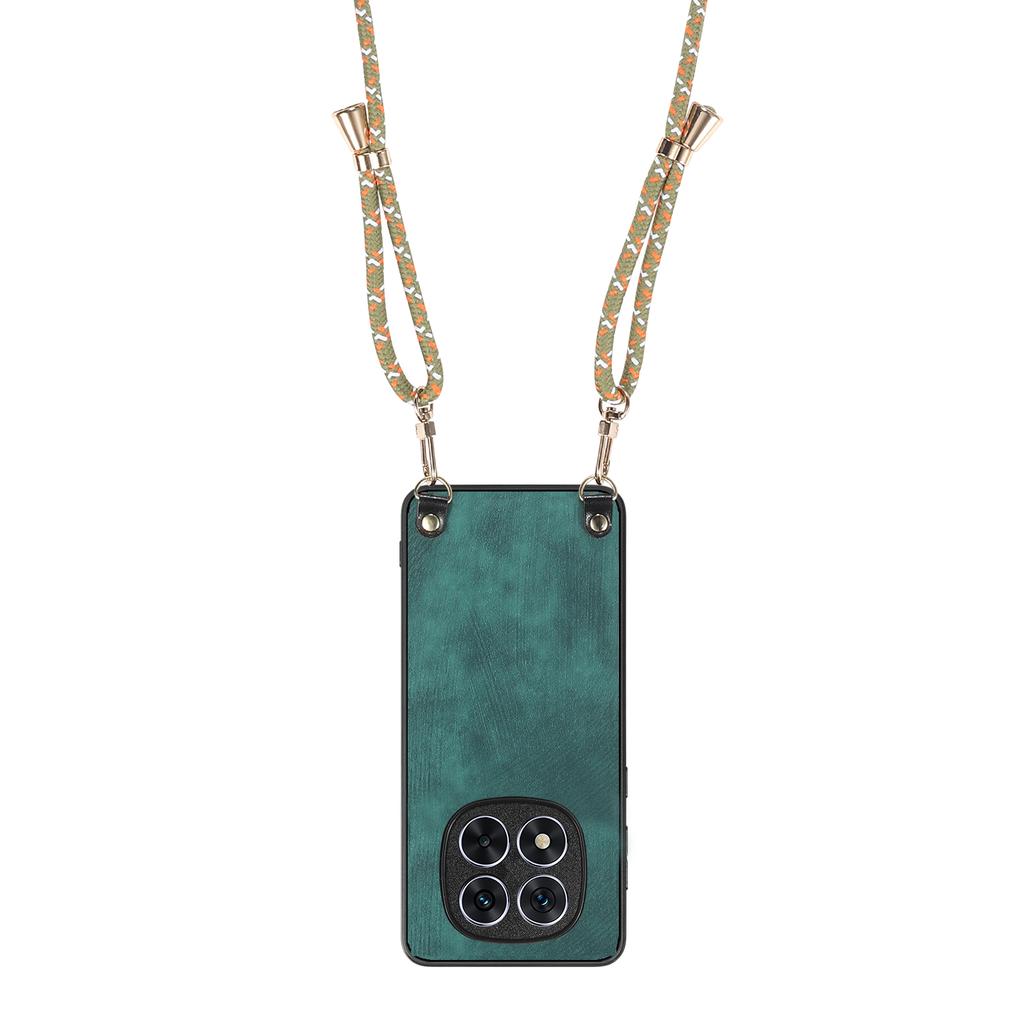 For Xiaomi Redmi Note 14 Pro 5G/Poco X7 5G Case Retro Texture Leather Coated PC+TPU Phone Cover with Hanging Rope