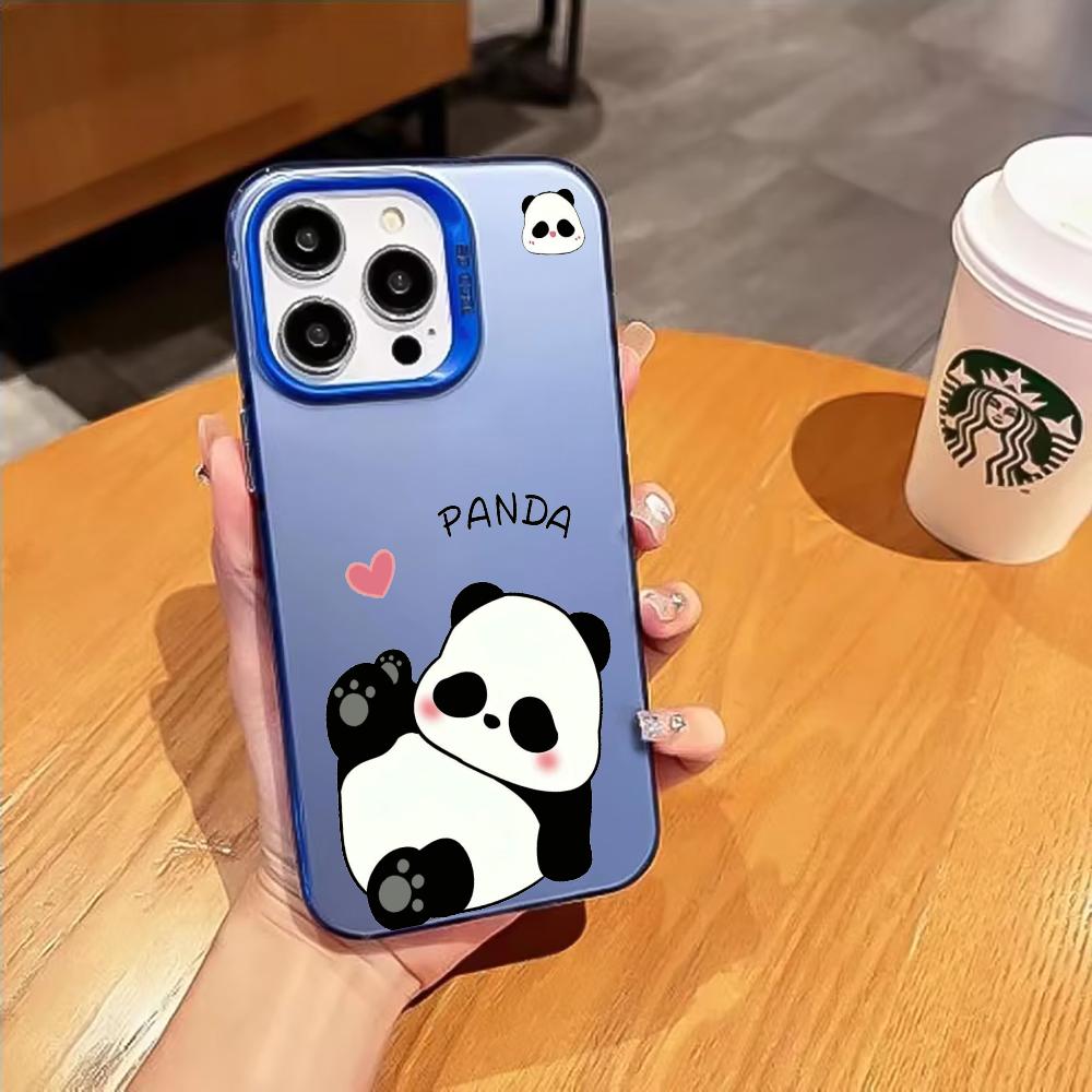Cute Panda phone case suitable for iPhone 16, 15, 14, 13, 12, 11 Pro/Max/Plus shockproof back cover and anti drop