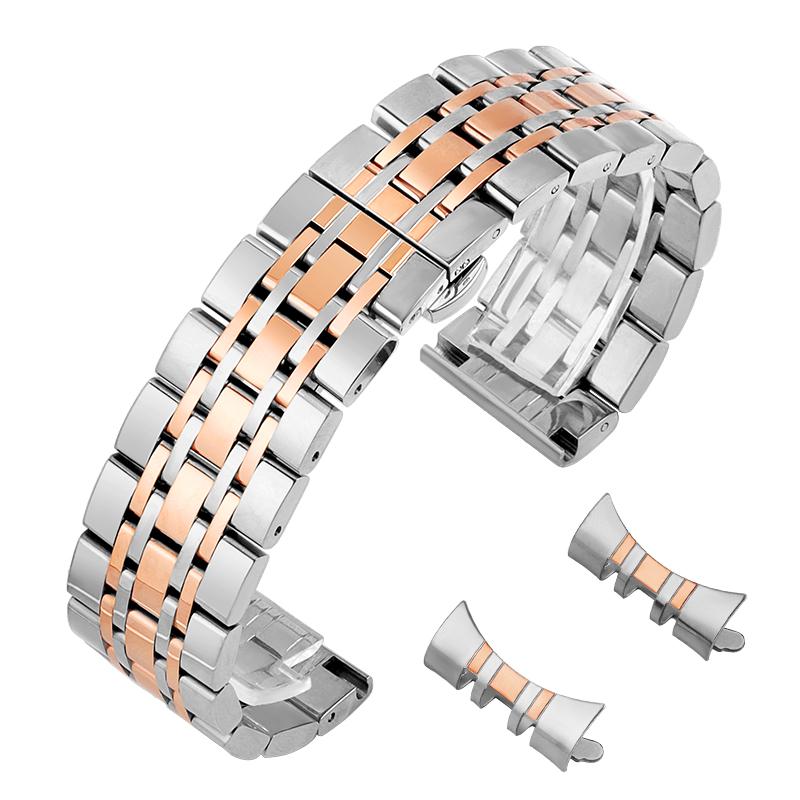 Edelstahl Uhrenarmbänder mit gebogenem Ende 22mm 20mm 18mm 16mm 14mm Armband für Herren Damen Uhrenarmbänder Butterfly-Verschluss Handgelenkgürtel