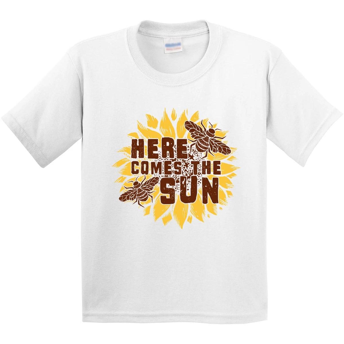 Inktastic Here Comes The Sun Youth T-Shirt Bee Bees Keeper Honey Flower Flowers 140