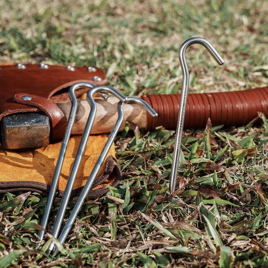 Boundless Voyage Titanium Set of for and Hard Tent and Tarp Outdoor Pitching Storage Bag Included Pegs, Solid, Lightweight, 20cm, 6, Mountain, Gravel,