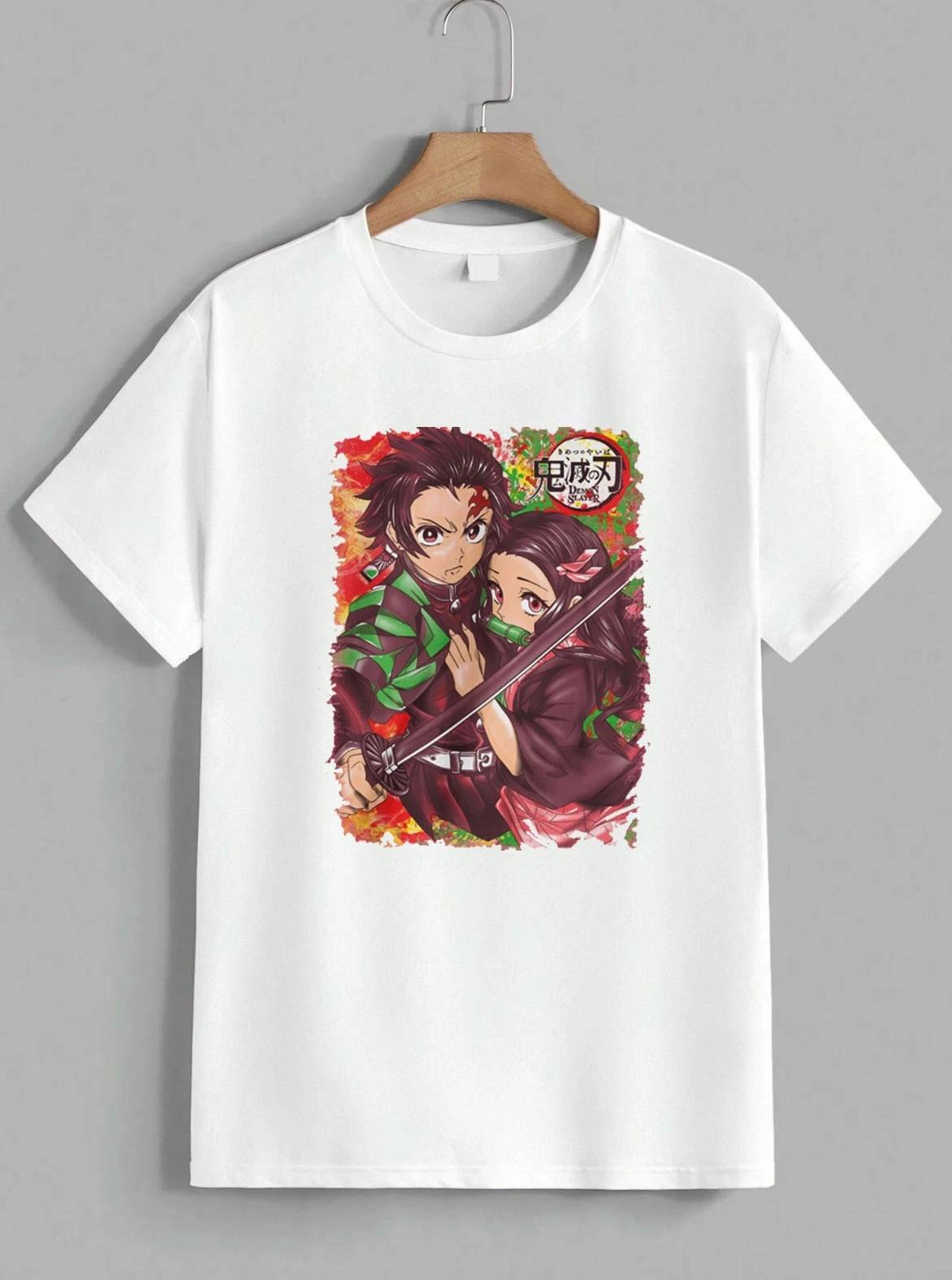 Demon Slayer Tanjiro Nezuko Anime Lover Fan Cute Manga Graphic T-Shirt Unisex S
