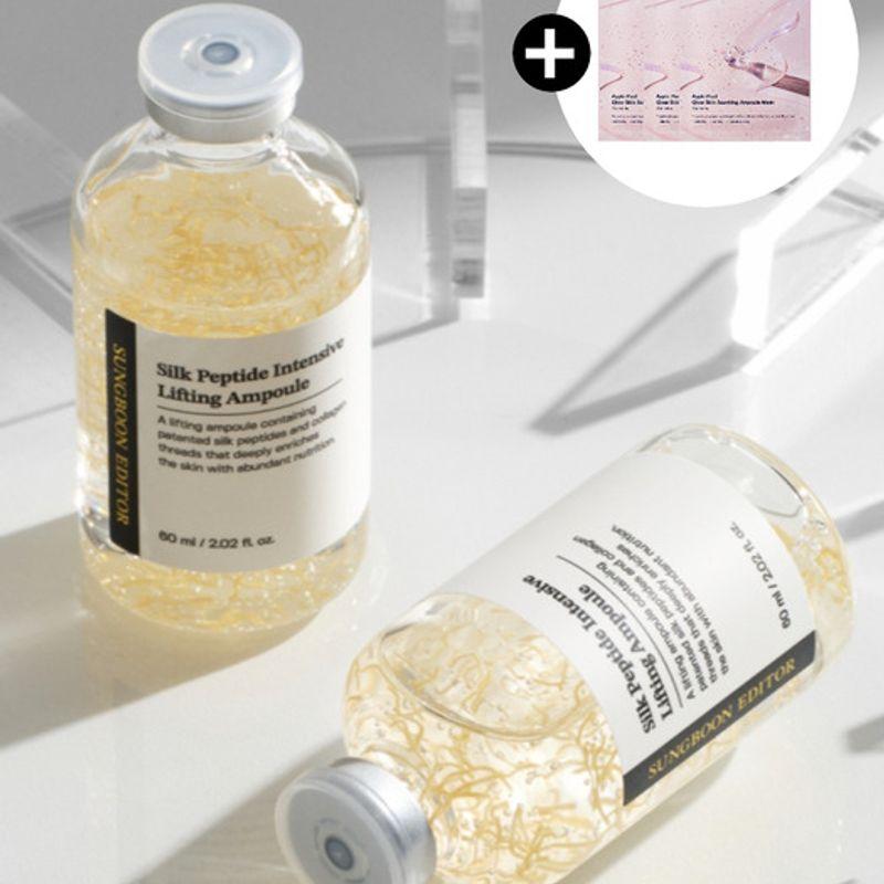 

SUNGBOON EDITOR [Large 2-Pack Set] Silk Peptide Lifting Ampoule 60ml (+ 3 complimentary glow packs) 60ml x 2