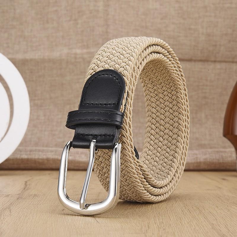Non perforated men's and women's woven waist belt, elastic canvas belt, women's Korean version versatile student pants belt