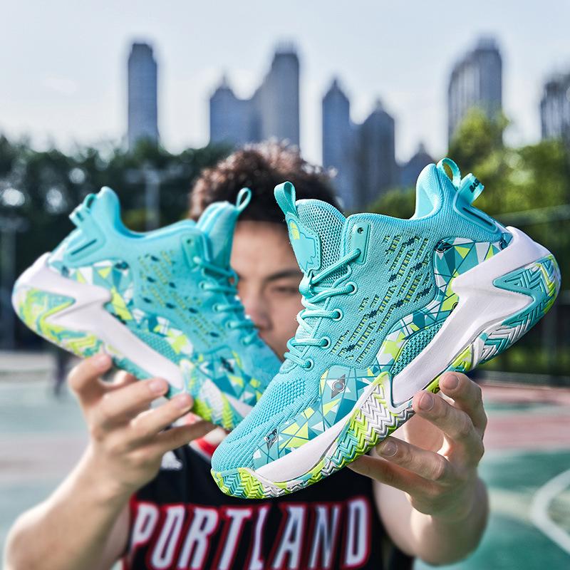 large size adult basketball shoes men's and women's actual combat cushioning rebound sports shoes students breathable and comfortable training shoes