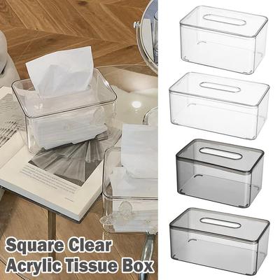 Transparent Tissue Box Square Clear Acrylic Tissue Box Holder for Toilet Home Office Towel Napkin Paper Dispenser Tissue Ho