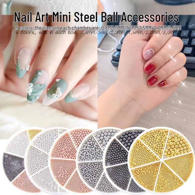 

Cross-Border Nail Art Steel Beads: 6-Grid Mixed Turntable for Decorative Nail Design