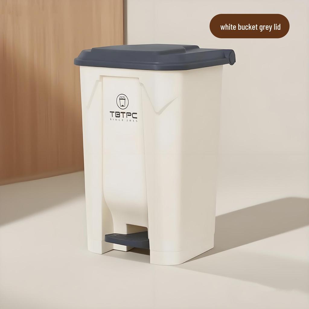 Large Outdoor Commercial Plastic Pedal Trash Can with Lid for Kitchen and Home