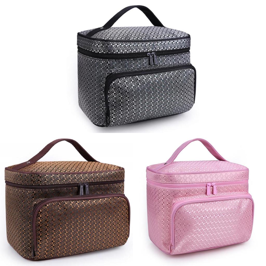Portable Folding Large Capacity Makeup Bag For Women With Elegant Geometric Patterns In Various Colors