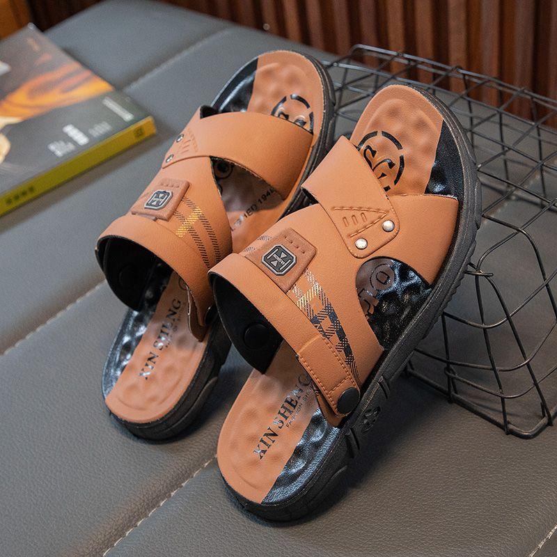 WTEMPO Mens Summer Sandals Soft Bottom Hollow Thick Bottom Slides Outdoor Seaside Beach Shoes Indoor Slip Resistant Slipper Wearable Hiking Shoes