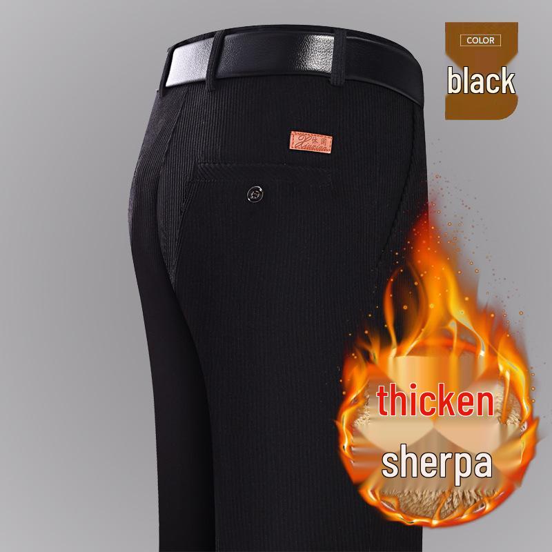 Men's Autumn/Winter Chenille Corduroy Pants - High Waist, Straight Leg, Loose Fit, Casual Pants for Middle-aged and Elderly
