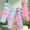 1PC Retro Number Six Seven Text Print 750ml Color Plastic Sports Water Bottle Leakproof Flip Straw Lid Suitable for Sports Office Home Use