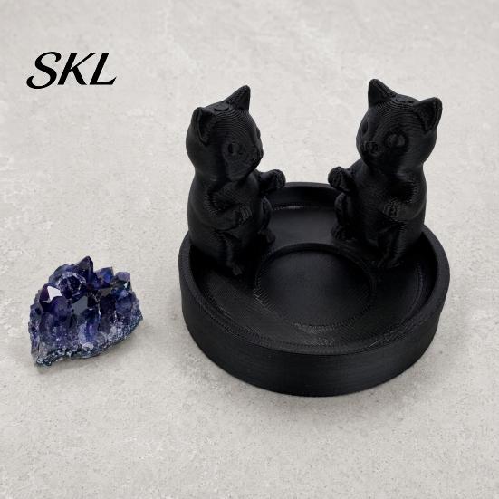 Modern Cat Desktop Accessory 3D Printed Candle Holder, Matte Sanding Aesthetic Decor, Integrated Showcase Display Smooth Curved Sculpture, Home