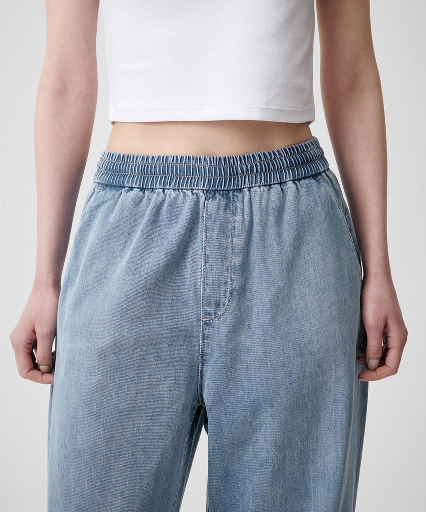 MUSINSA STANDARD WOMAN Women'S Lightweight Wide Elastic Denim Pants [Light Indigo]
