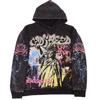 Felpa con cappuccio Godspeed Rock Europeo e Americano Streetwear Stampa Retro Usurata