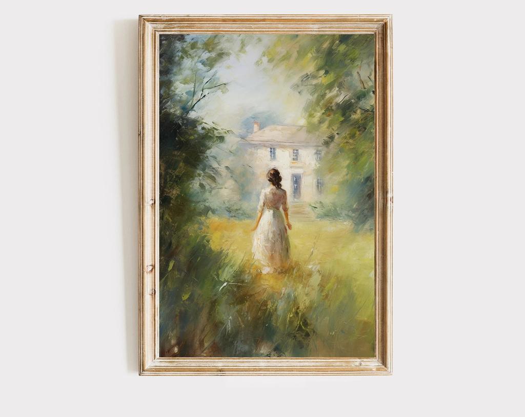 Pride and Prejudice Wall Art Print Canvas Oil Painting Elizabeth Bennet and Mr Darcy Cottagecore Posters Home Decor