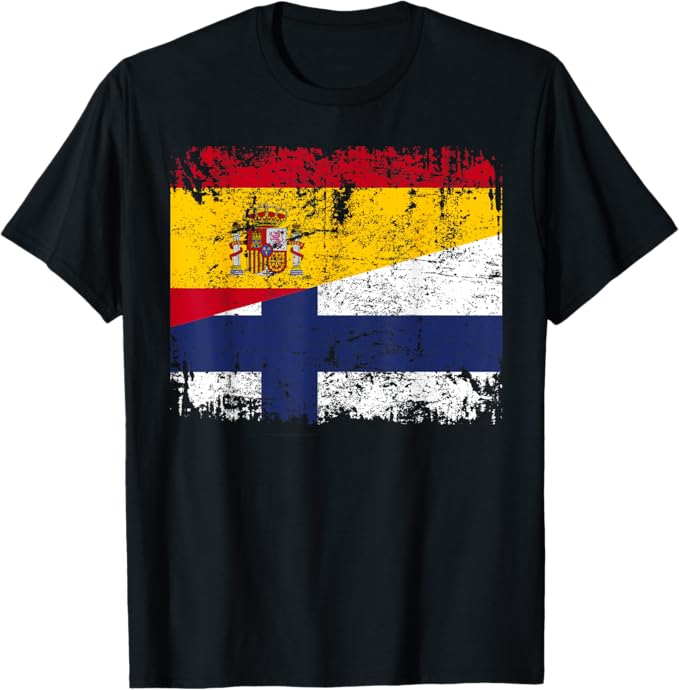 Finland España Bandera De La Amistad Finland Men T-Shirt Short Sleeve Casual Cotton Shirt S