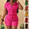 European Style Pleated Women's Shirt and Shorts Set for 2026: Casual Versatile Two-Piece Outfit