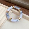 Neue gespleißte Bambusrohr Acryl Runde Armreifen für Damen Herren Mode Smuding Geometrische Armbänder Elastischer Armreif Partner Schmuck X