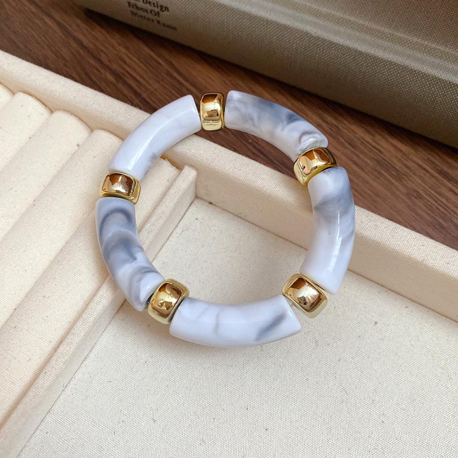 Neue gespleißte Bambusrohr Acryl Runde Armreifen für Damen Herren Mode Smuding Geometrische Armbänder Elastischer Armreif Partner Schmuck X