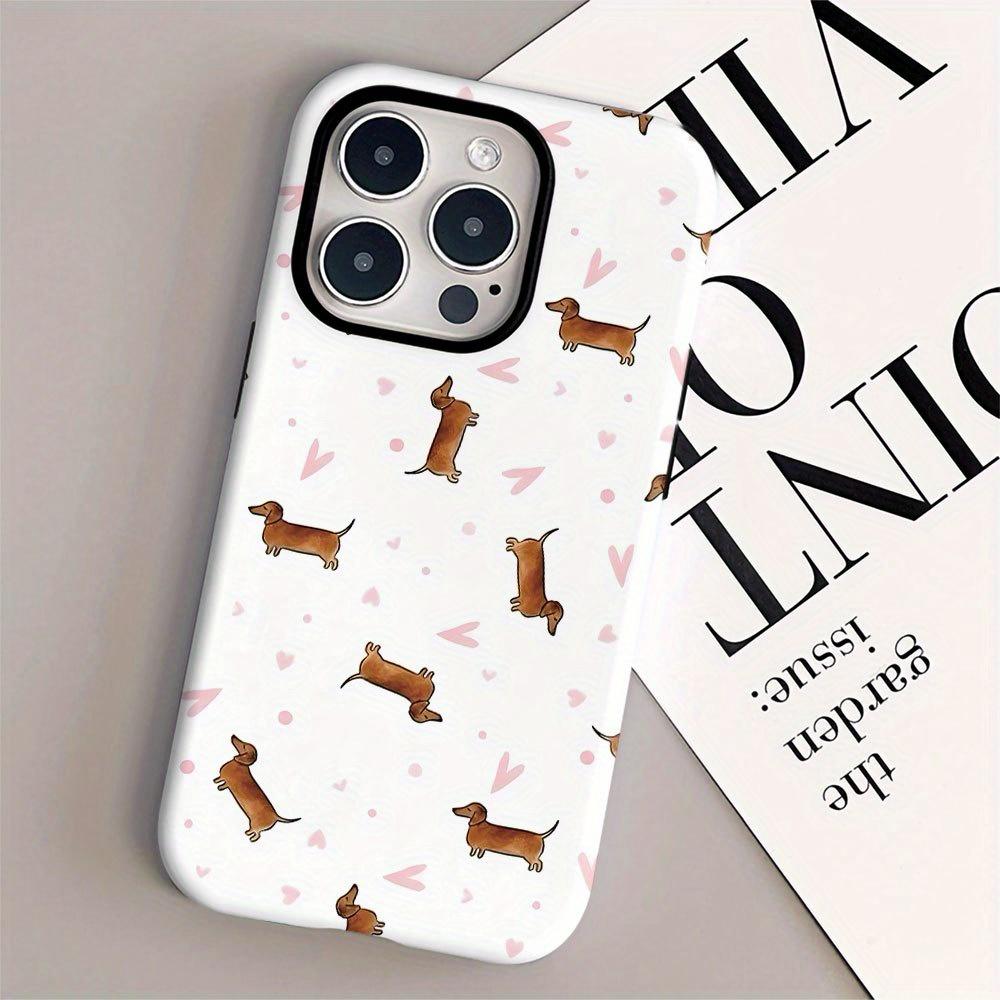 Cute Dachshund 2-in-1 phone case suitable for iPhone 17 16 15 14 13 12 11 Pro/Max/Plus anti drop and shockproof back cover