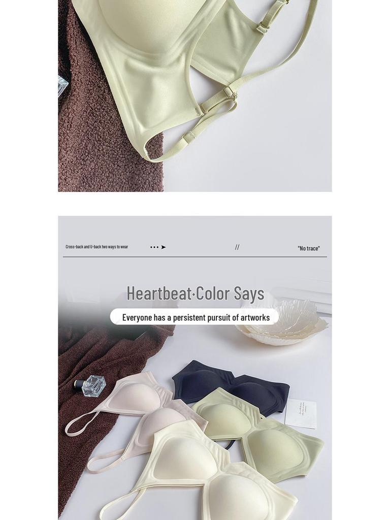 Thin Strap Crossover Backless Push-Up Bra for Small Busts - Seamless, Wirefree, Anti-Sagging, Thin Cup Bra for Women.