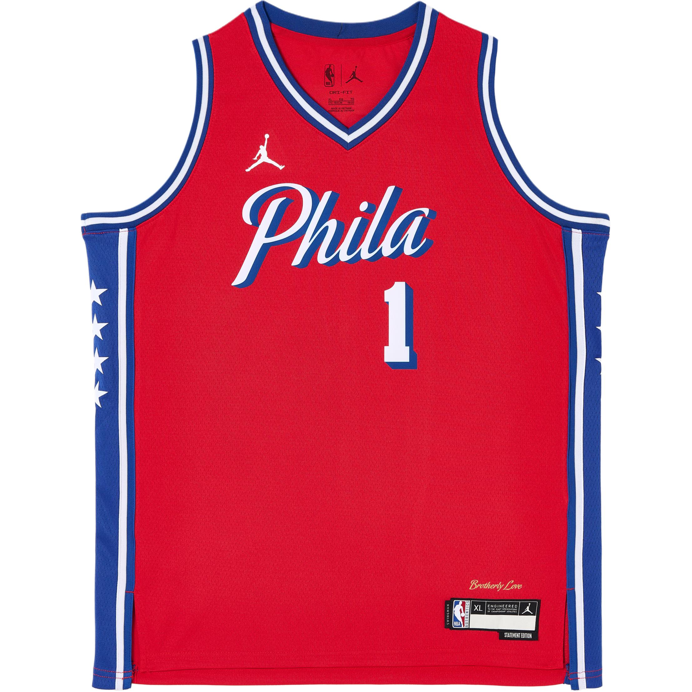 

Jordan Dri-FIT NBA Philadelphia 76ers Джеймс Харден V-образный вырез без рукавов Детские топы Красный 3Y2B7BXJP-76RJH S