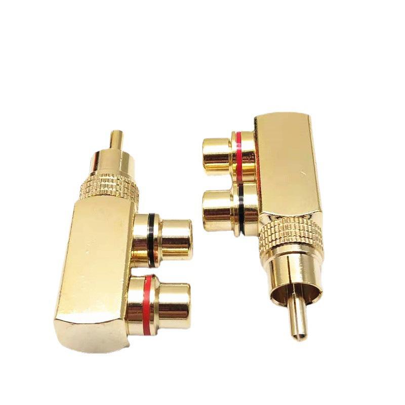 Gold Plated AV Audio Splitter Plug RCA Adapter 1 Male to 2 Female RCa F connector