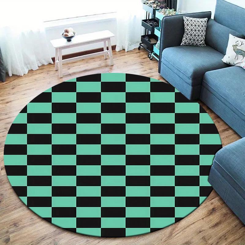 Demon Slayer Art Round Area Rug Carpet Rug For Living Room Bedroom Sofa Playroom Decor Nonslip Floor Mat