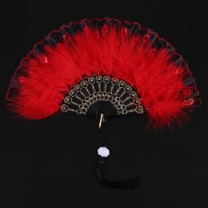 Japanischer Stil Vintage Faltbarer Handfächer, Feder Faltbare Fächer für Damen, Partygeschenke & Heimdekoration