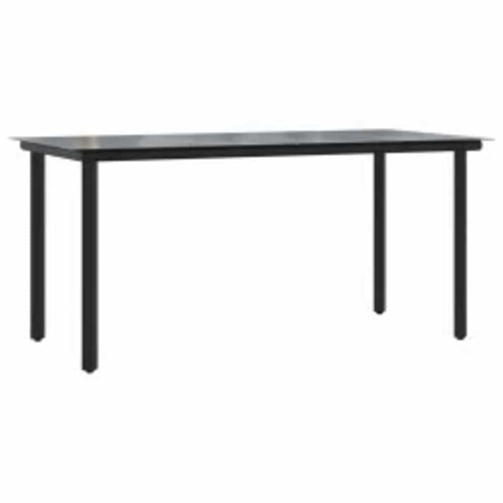 7 Piece Outdoor Dining Set Brown Poly Rattan Table with Glass Top