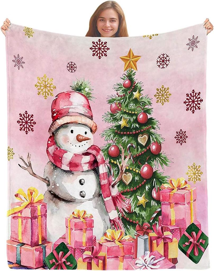 African American Black Santa Claus Throw Blanket, Christmas Snowflake Xmas Gifts Winter Holiday, Soft Plush Flannel Fleece for