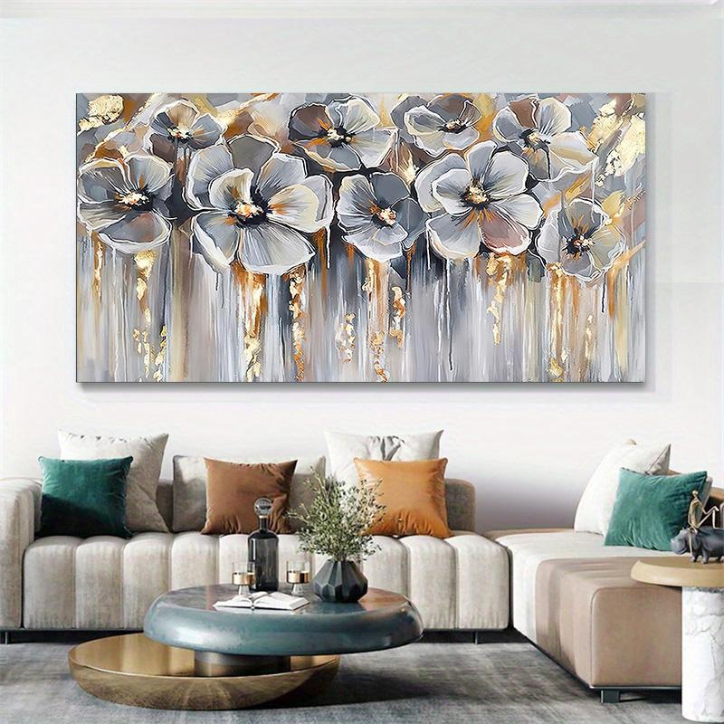 Abstract White Golden Flower Canvas Paintings Modern Posters And Prints Wall Pictures for Living Room Home Decor
