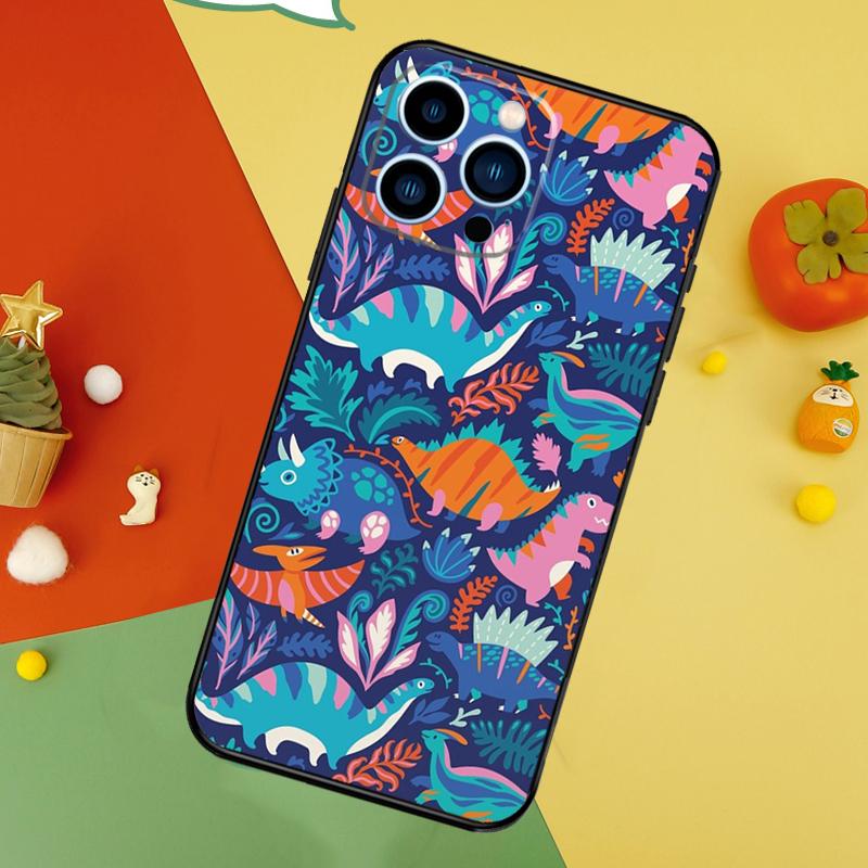 Cute Dino Dinosaur Phone Case For iPhone 17 Pro Max 16 15 13 12 11 14 Pro Max Plus 12 13 Mini 16e 17 Air Cover