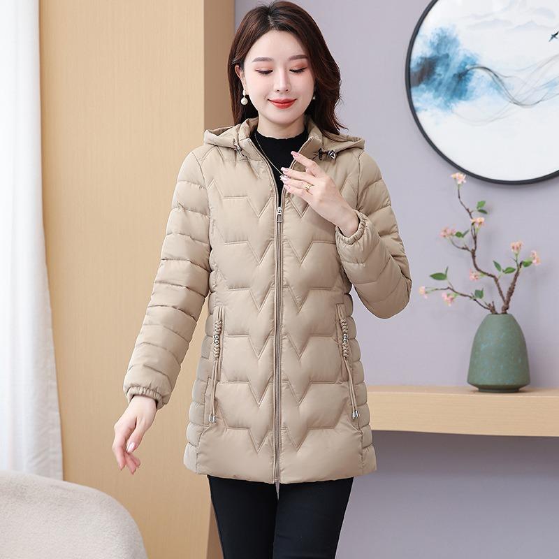 Down Cotton-padded Clothes Women's Medium and Long Winter Fashion Cotton-padded Clothes Slim and Thin Thickened Large-size Cotton-padded Jacket