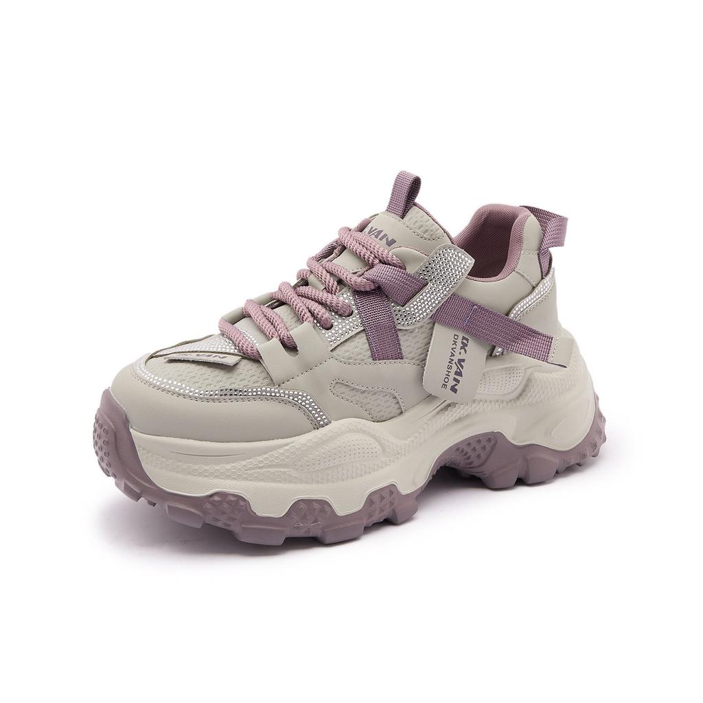 Frühling neue Strass-Plateau-Dad-Schuhe Damen-Höhenvergrößerung kleine Sport- und Freizeitschuhe vielseitig