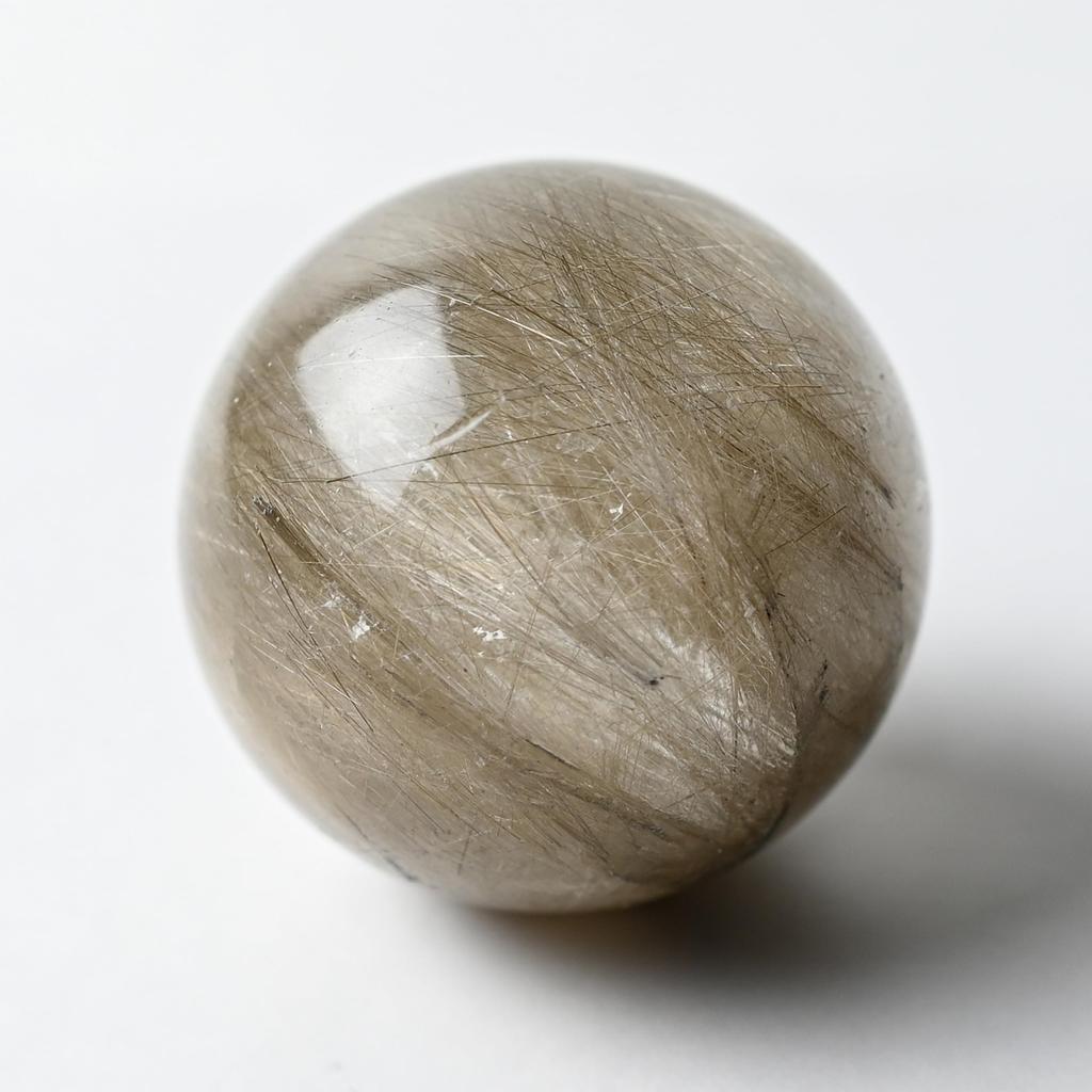 Eigado Stříbrný Rutilovaný Křemen Zlatá Jehlička Dobrá Síla Dobrý Amulet Koule, 36mm, 63g, Křemen, Štěstí, Kámen, Štěstí,