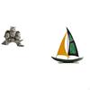 Owl Sculpture Tabletop Ornament for Living Room Office Cabinet Decor NightStand Iron Sailboat Feng