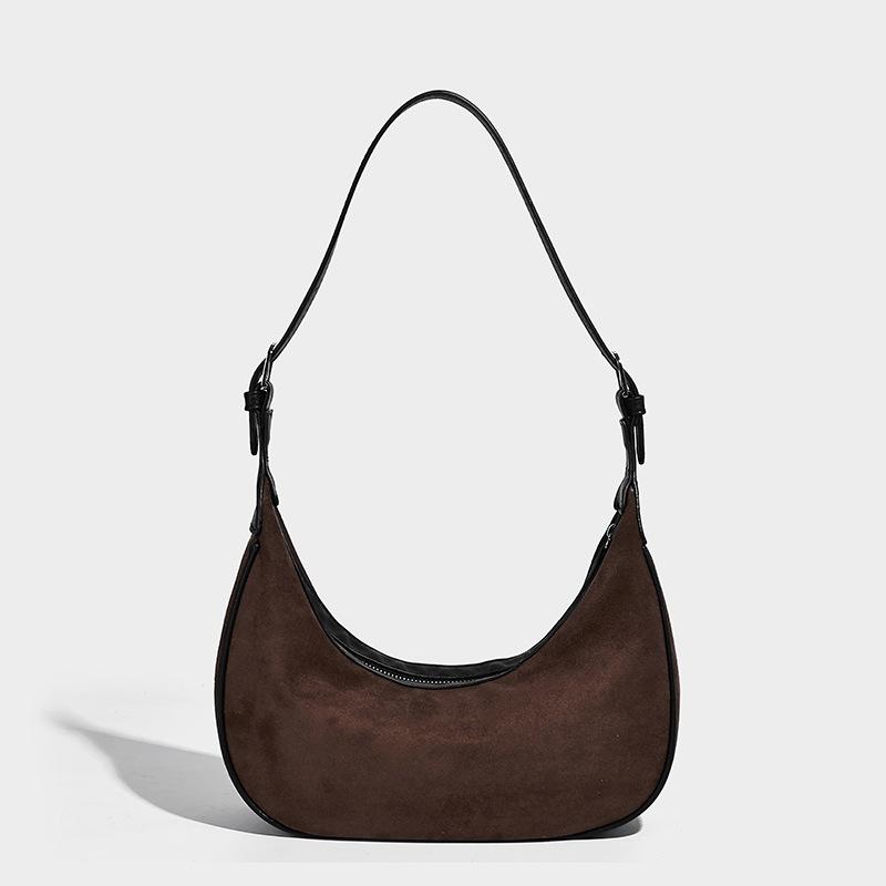 2025 New European and American Retro Tote Bag Niche Design Matte Feel Single Shoulder Crossbody Bag Underarm Crescent Bag