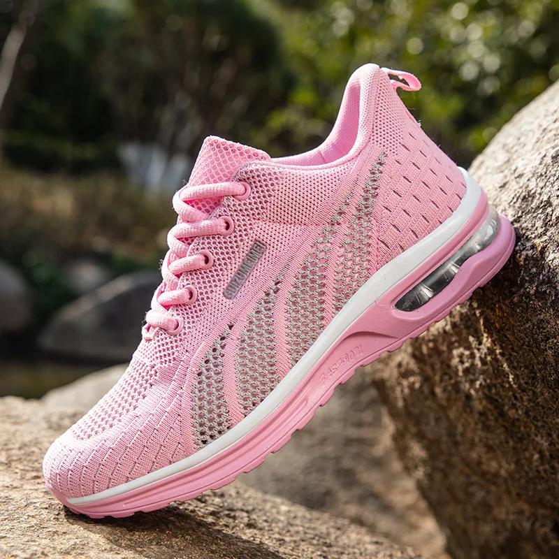 Fashion Women Running Shoes Ladies Breathable Sneakers Mesh Air Cushion Tennis Women's Sports Shoes Outdoor Lace Up Training Shoes