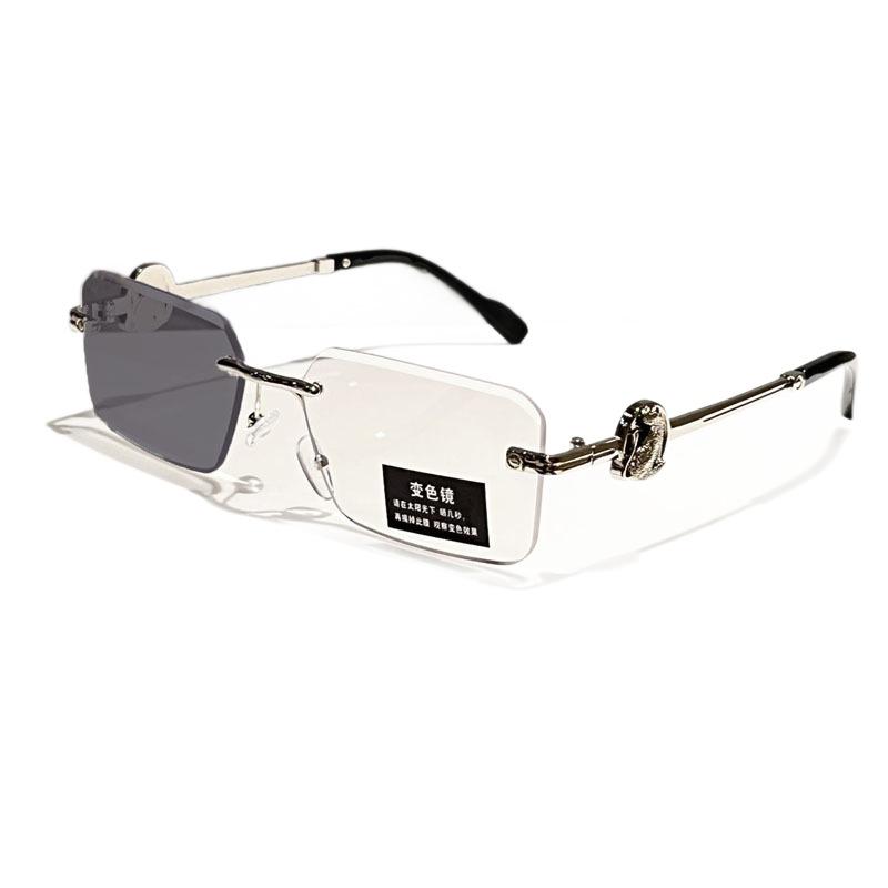 New trimmed frameless flat light trendy box anti-blue light glasses discoloration advanced sense no degree goggles