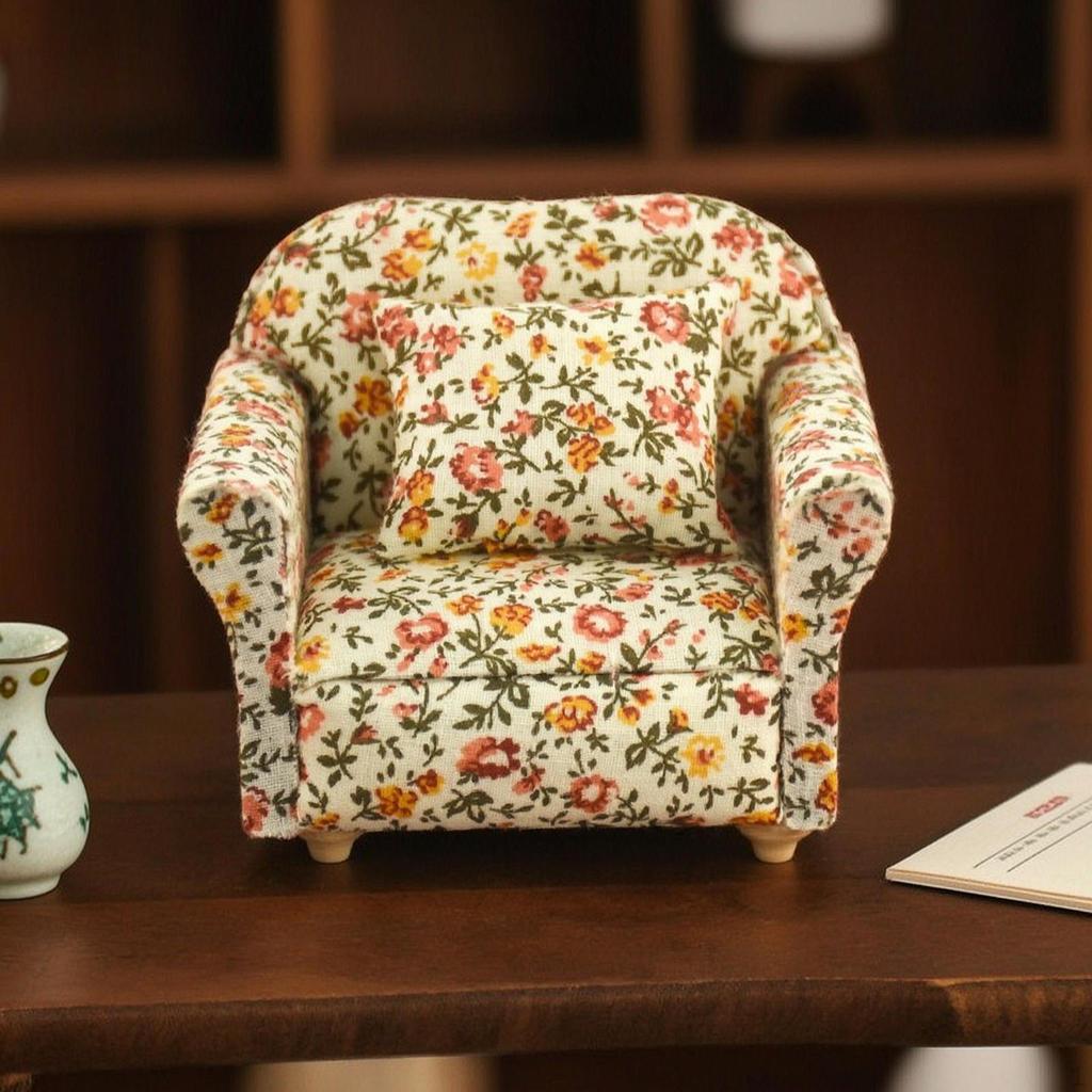 1/12 Dollhouse Sofa with Pillows Miniature Decorative Couch for Collectors,