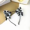 Soft Furry Leopard Print Cats Ear Headband With Attached Bells For Cosplay Halloween And Dance Parties