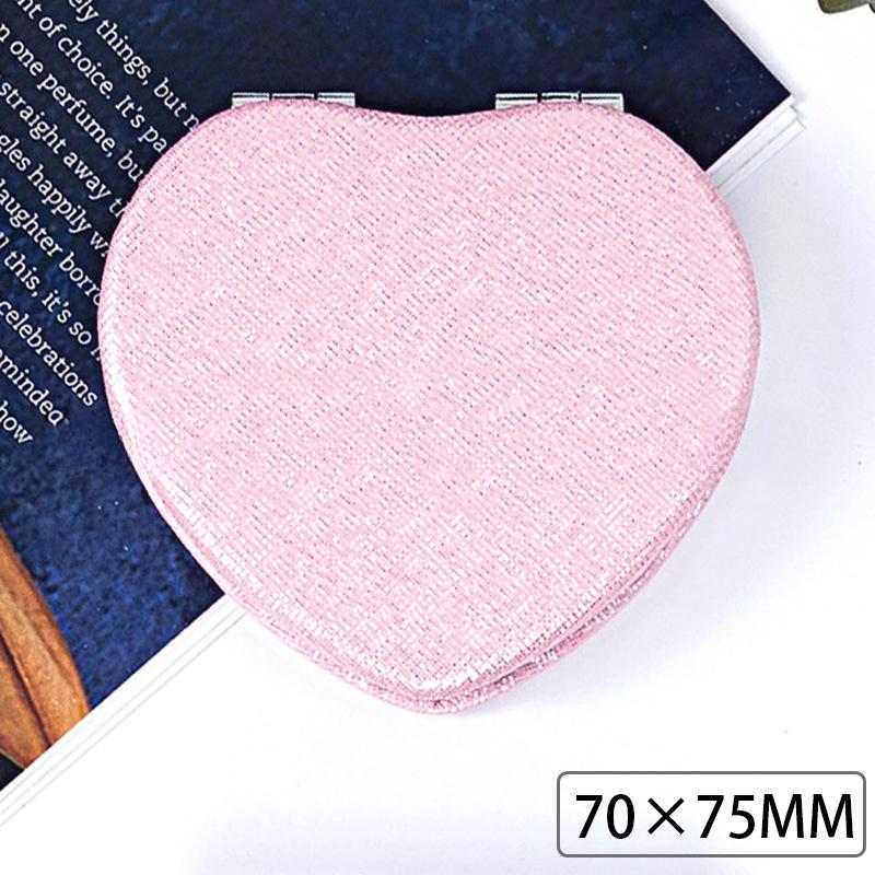 1 Piece Dual Sided Portable Heart Shaped Compact Mirrors Folding Makeup Mirror Travel Size High Definition Pocket Vanity
