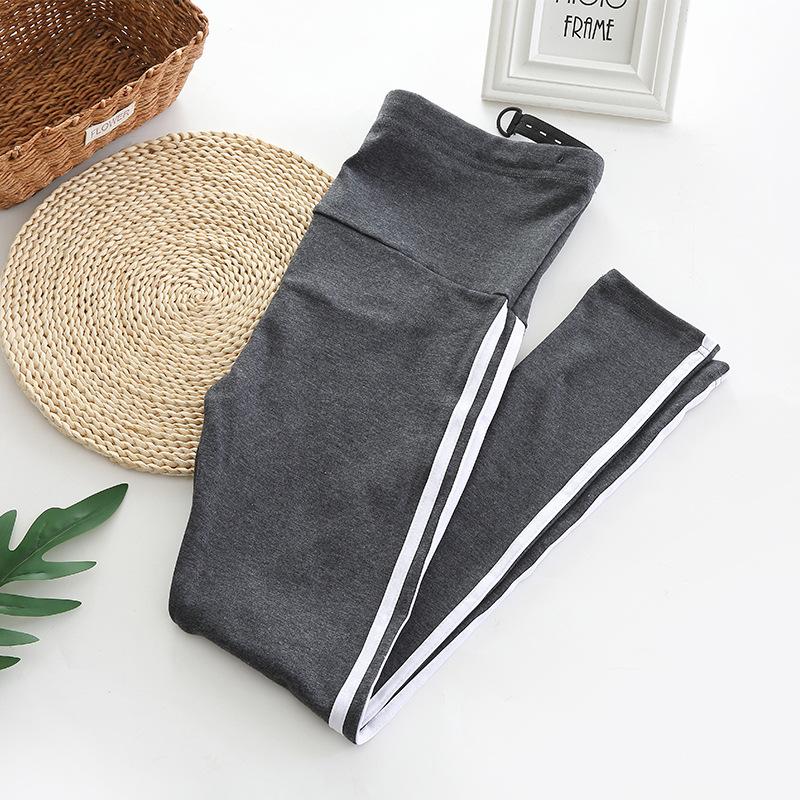 

Флисовая утепленная одежда для беременных, хлопковая верхняя одежда, поддерживающие полосатые леггинсы, весенне-осенние брюки, большой размер, брюки для беременных длиной 9/10 L